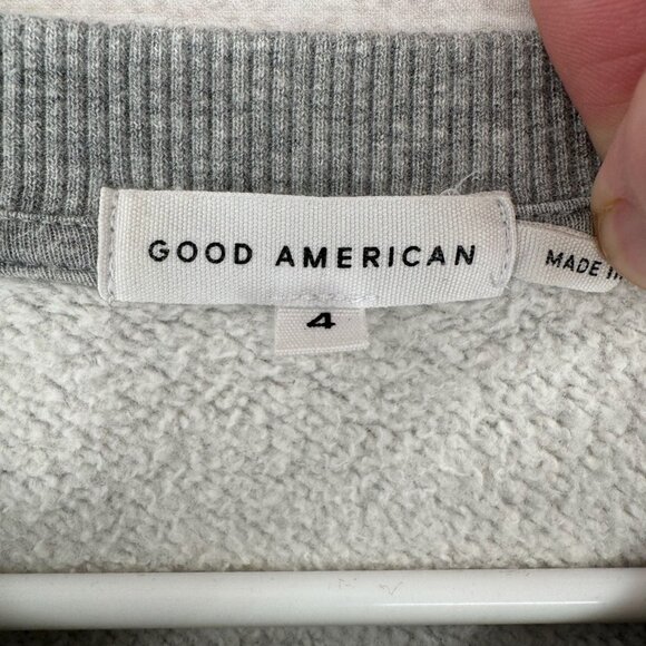 Good American Pisces Fish Logo Crewneck Sweatshirt Women's Size 4 Gray - Picture 6 of 9